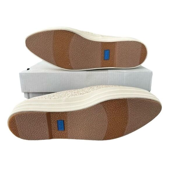 Keds Cream Glitter Sneakers Point Glitter Celebrations Lace Up Platform Sneaker - Picture 7 of 9